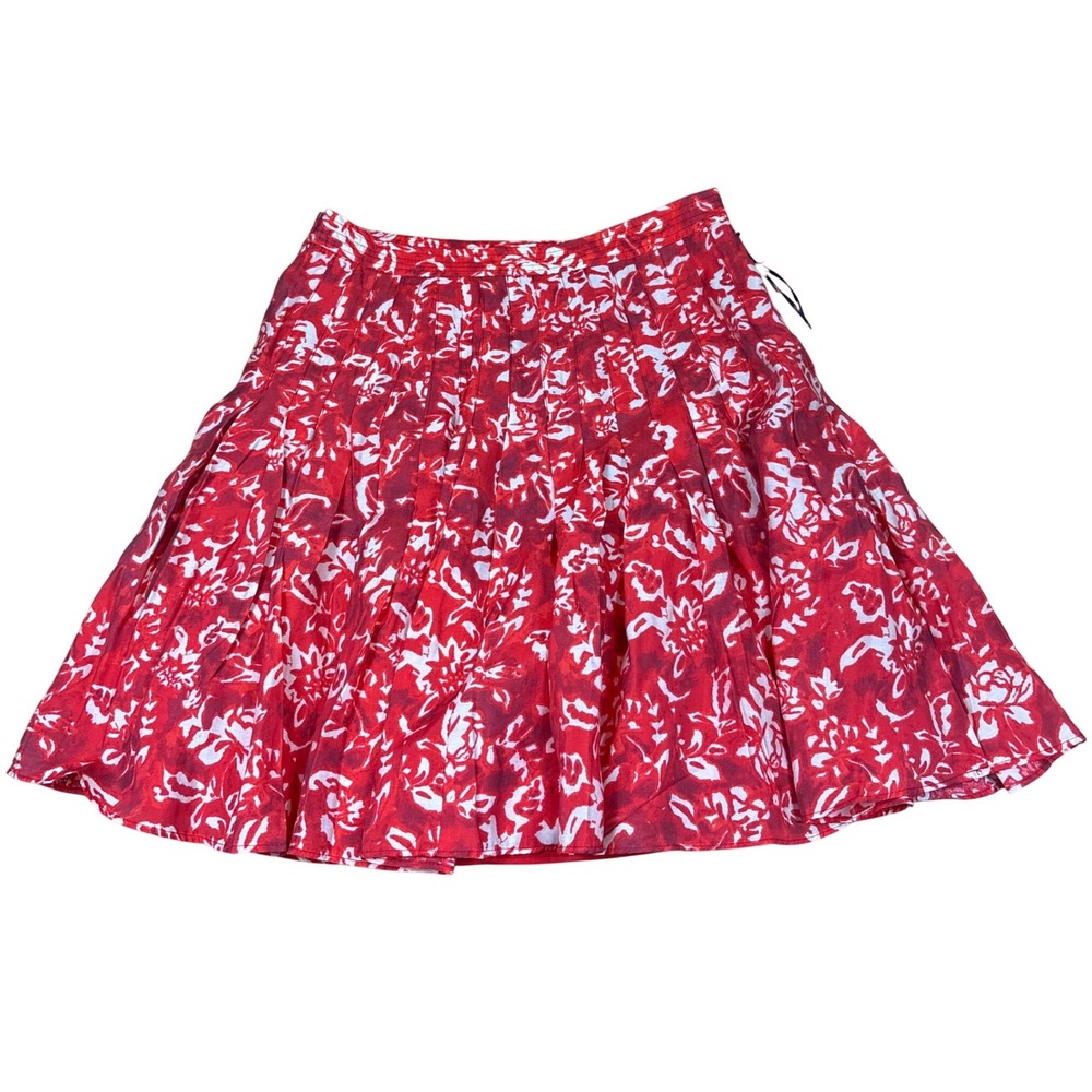 NWT 1. State Summer Spritz Pleated Mini Skirt Goji Berry Red Printed Size Small